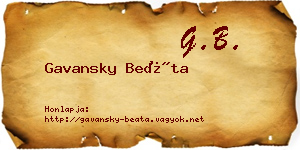 Gavansky Beáta névjegykártya