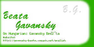 beata gavansky business card